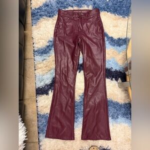American Eagle Outfitters Maroon Leather Flare Pants